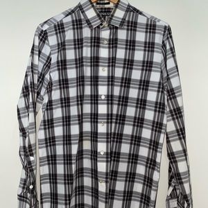 Black and White Striped Modern Fit Dress Shirt